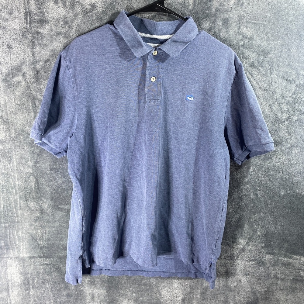 Southern Tide Polo Shirt Mens L Blue Skipjack Knit Stretch Short Sleeve Casual